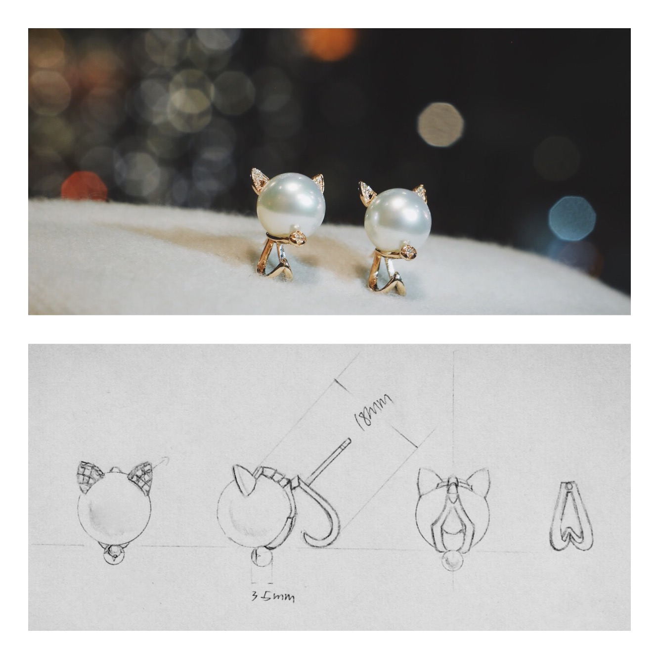 Pearl Cat Earrings